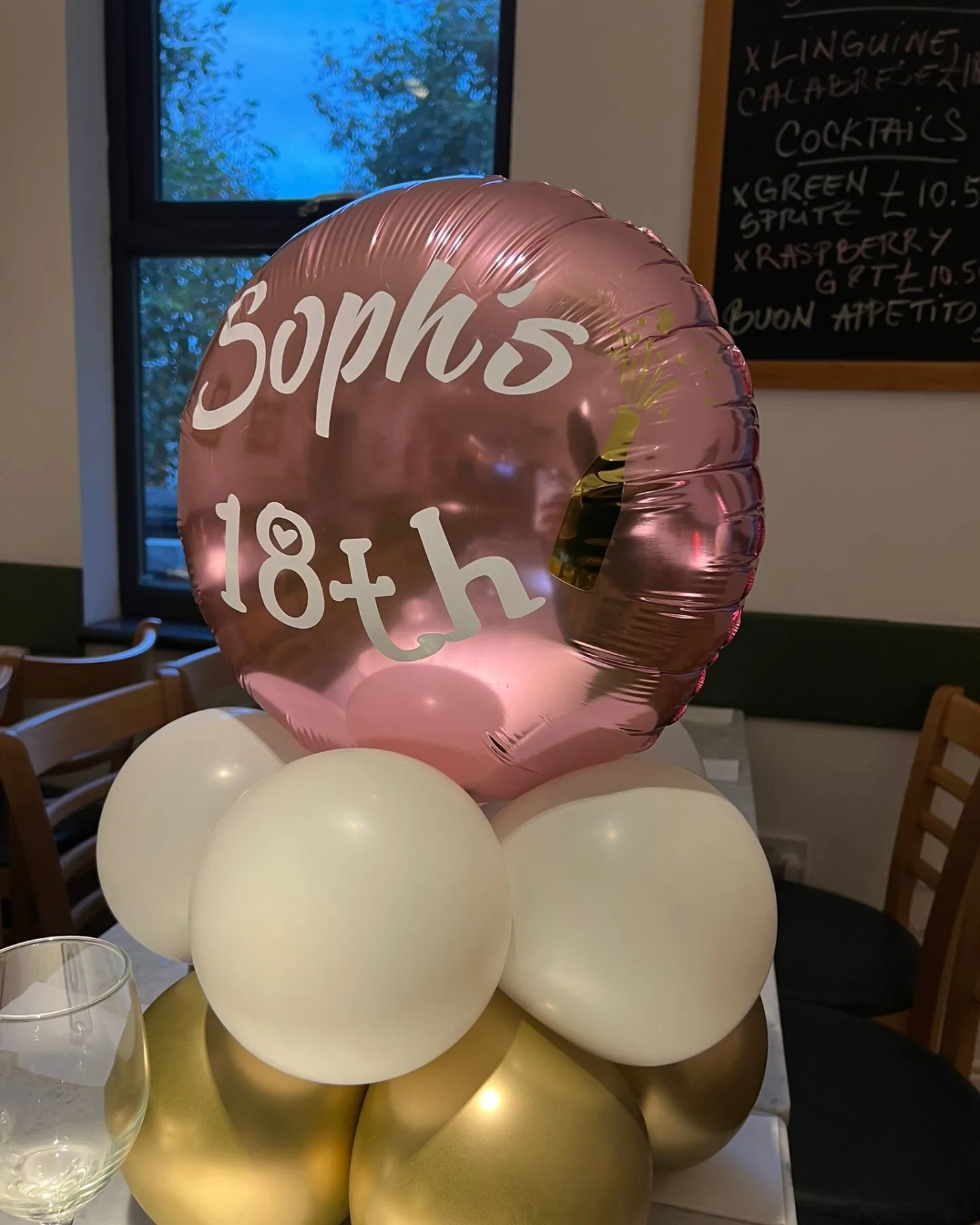 Personalized Balloon Table Centrepiece in Pink, White and Gold