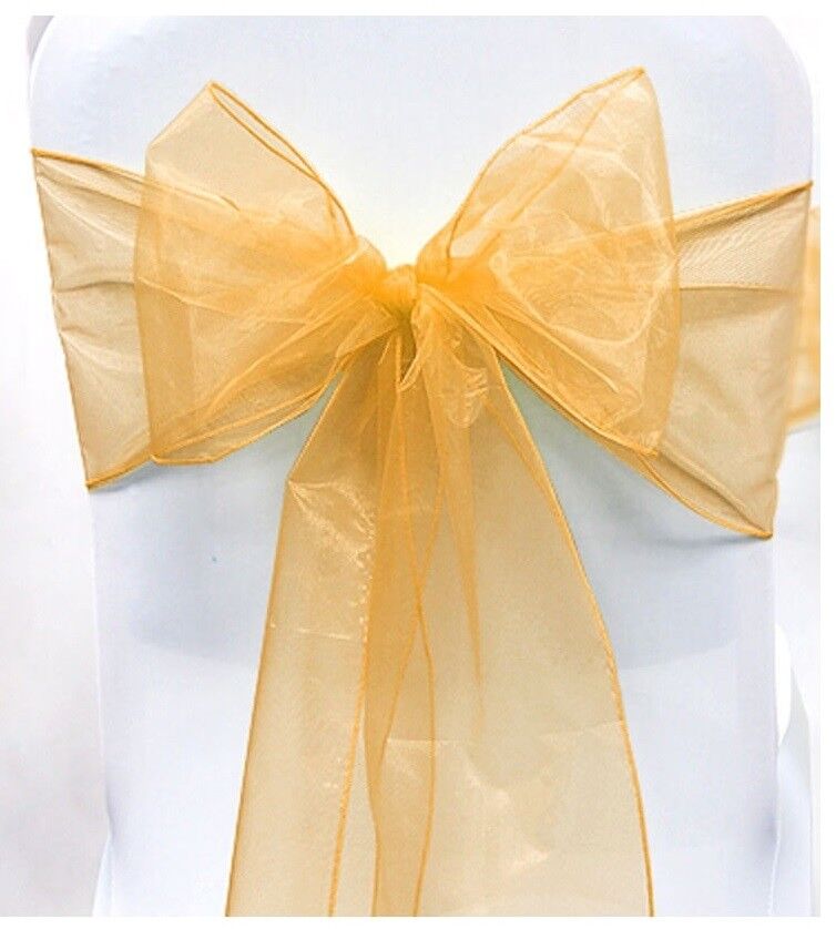 Gold Organza Chair Sash (in packs of 10)