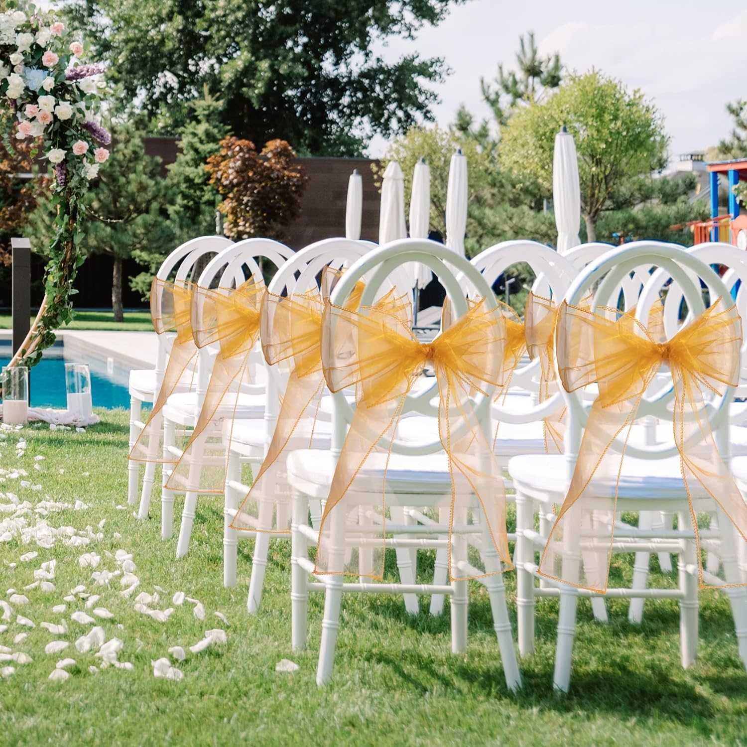 Gold Organza Chair Sash (in packs of 10)