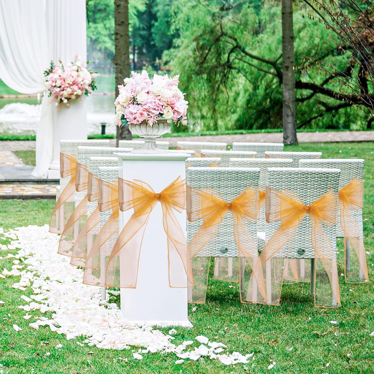 Gold Organza Chair Sash (in packs of 10)