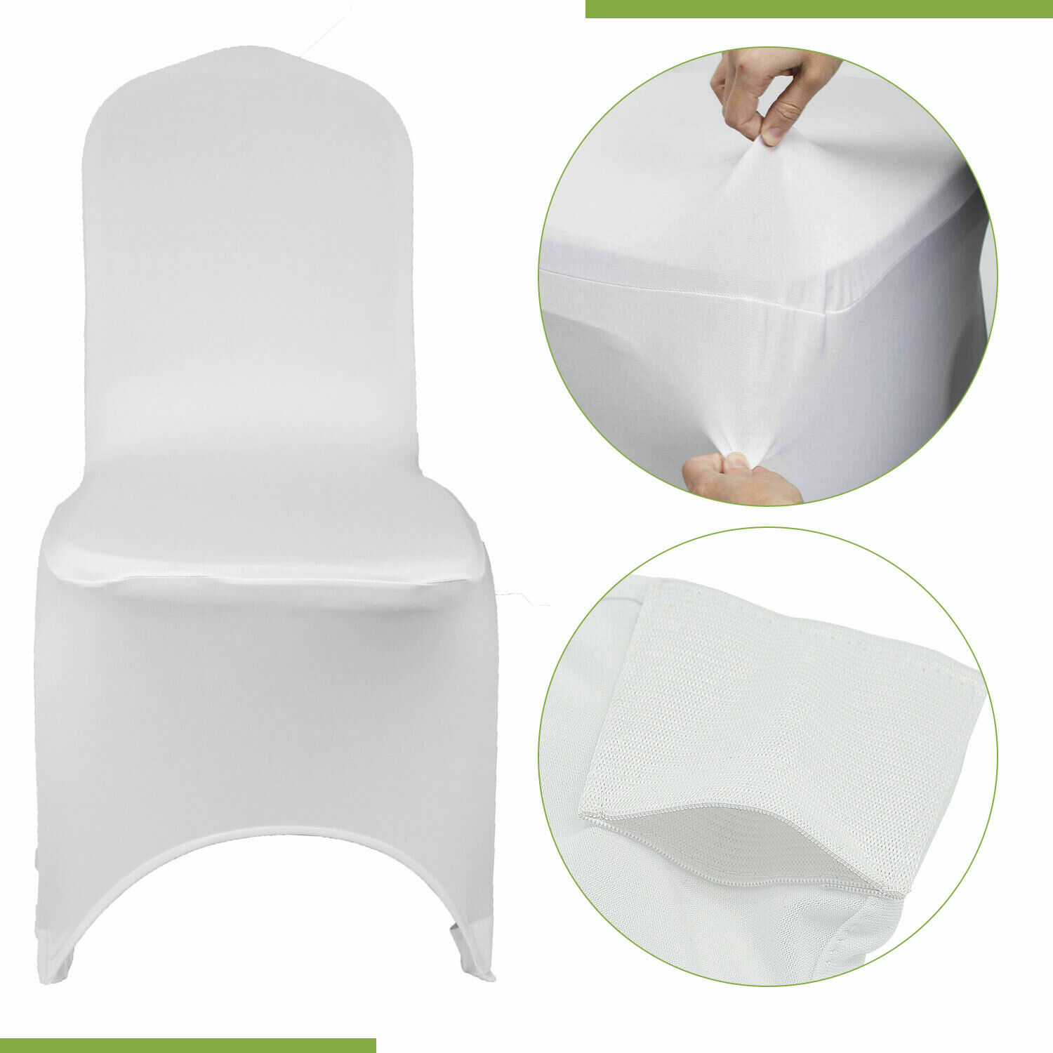White Stretchy Fabric Chair Covers (in packs of 10)