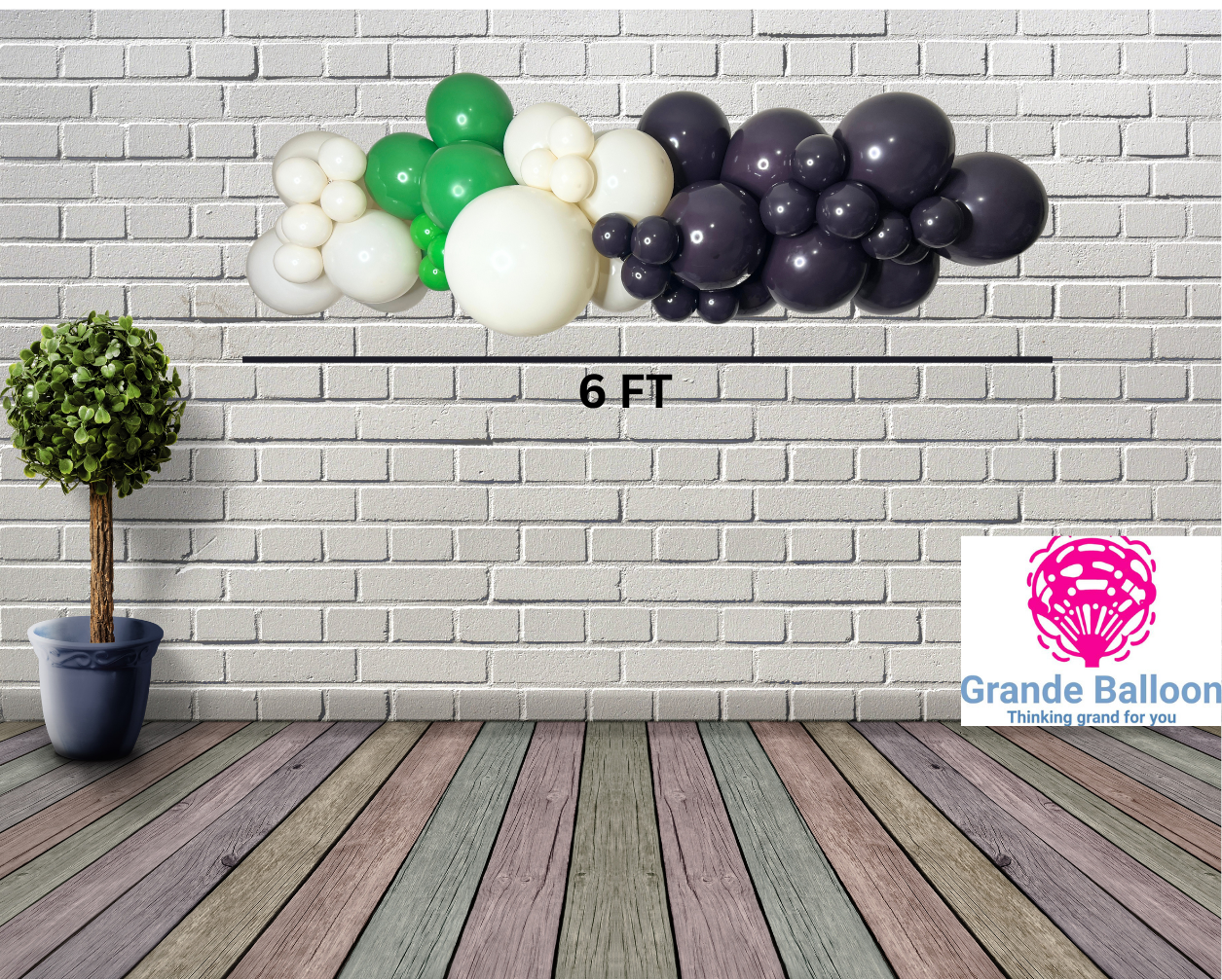 6 Foot Grab and Go Garland in plum, retro white and green