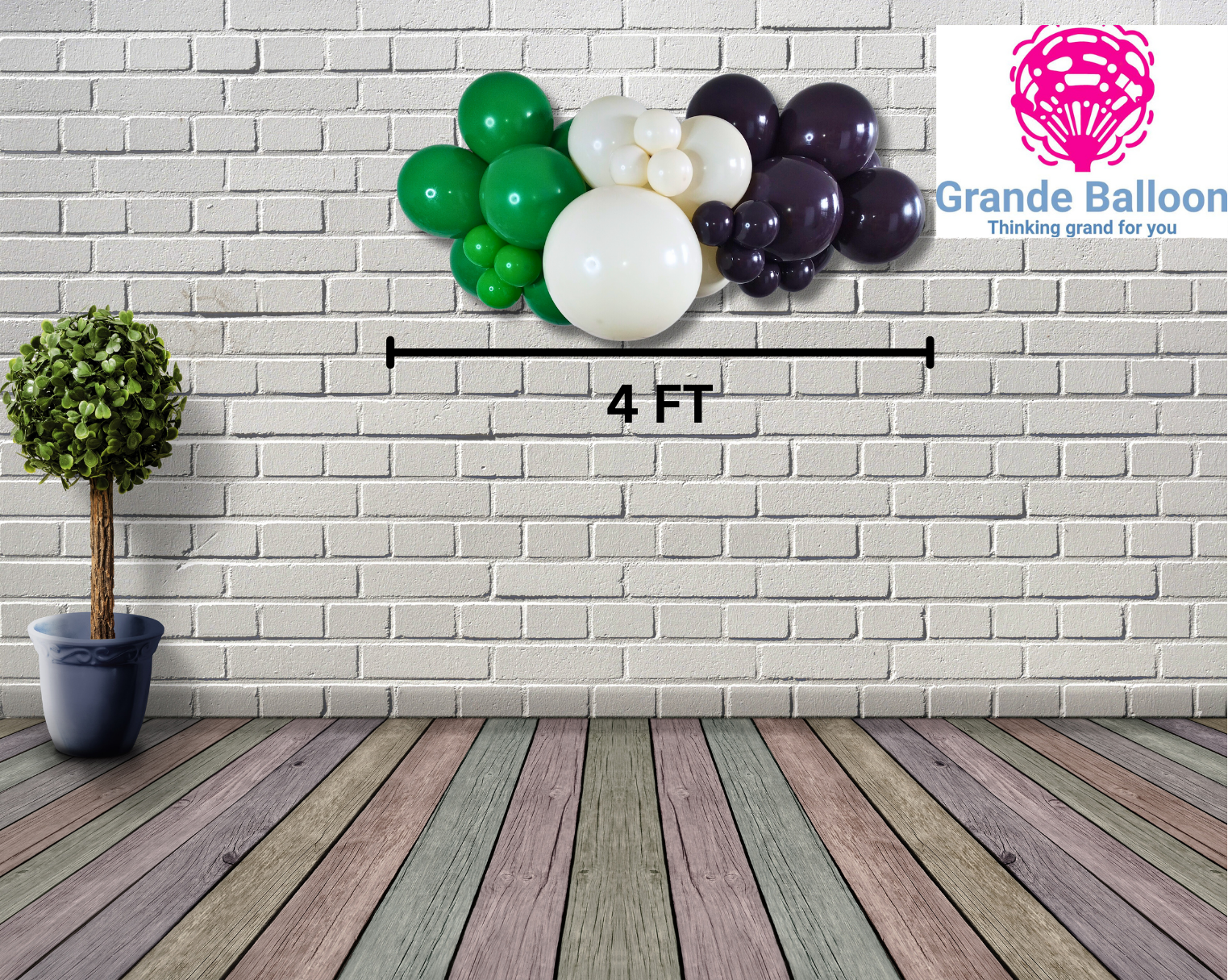 4 Foot Grab and Go Garland in plum, retro white and green