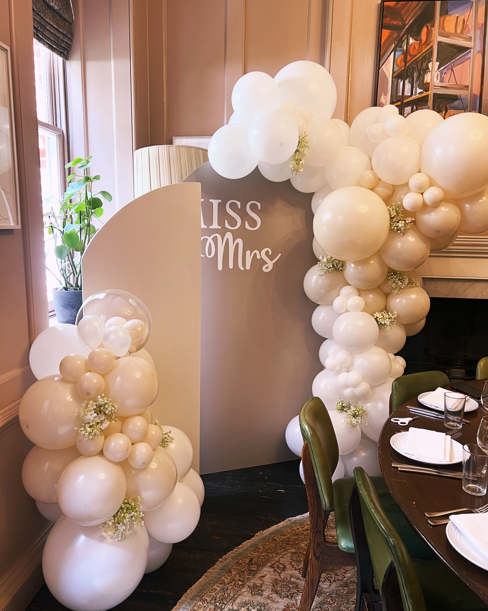 Elegant Bridal Shower Balloon Arch Setup