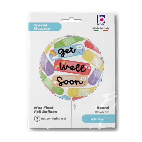 Get Well Soon Cheerful Band-Aid Foil Balloon 18"