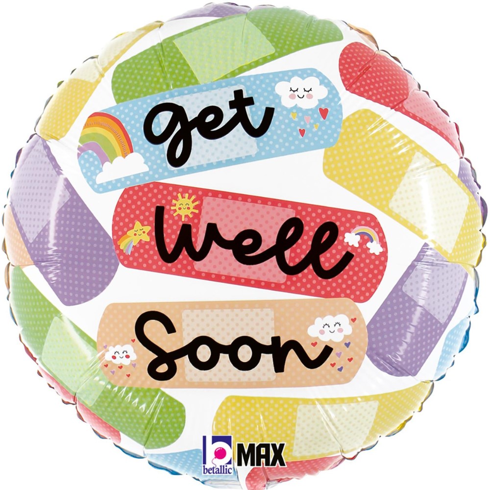 Get Well Soon Cheerful Band-Aid Foil Balloon 18"