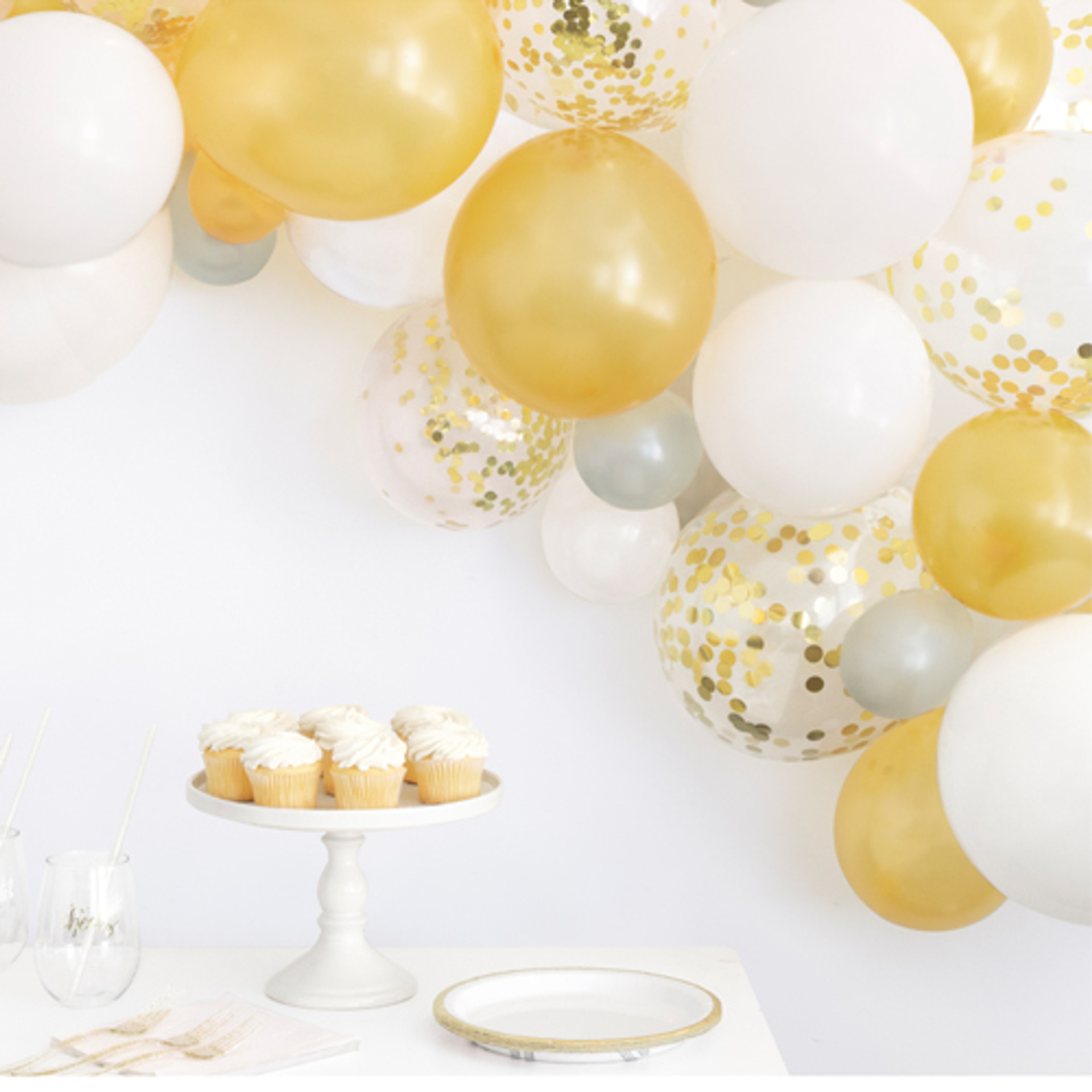 Gold, Silver & White Latex Balloon Arch DIY Kit  