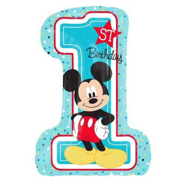 28 inch Mickey Mouse 1st Birthday Supershape Foil Balloon