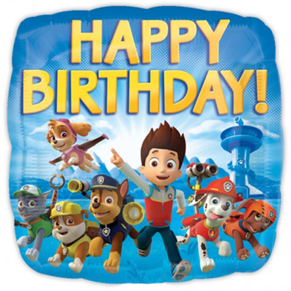 18 inch Paw Patrol Happy Birthday Square Foil Balloon
