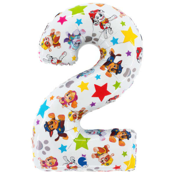 26 inch White Paw Patrol Number 2 Foil Balloon
