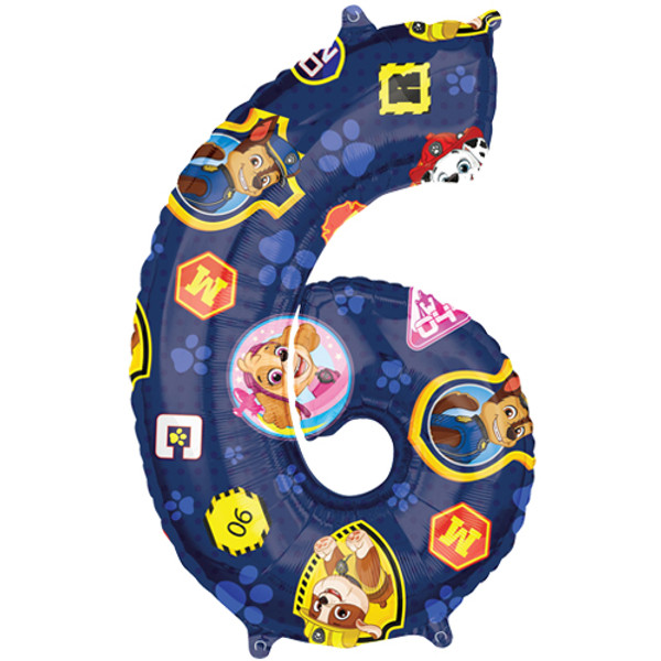 26 inch Paw Patrol Number 6 Supershape Foil Balloon