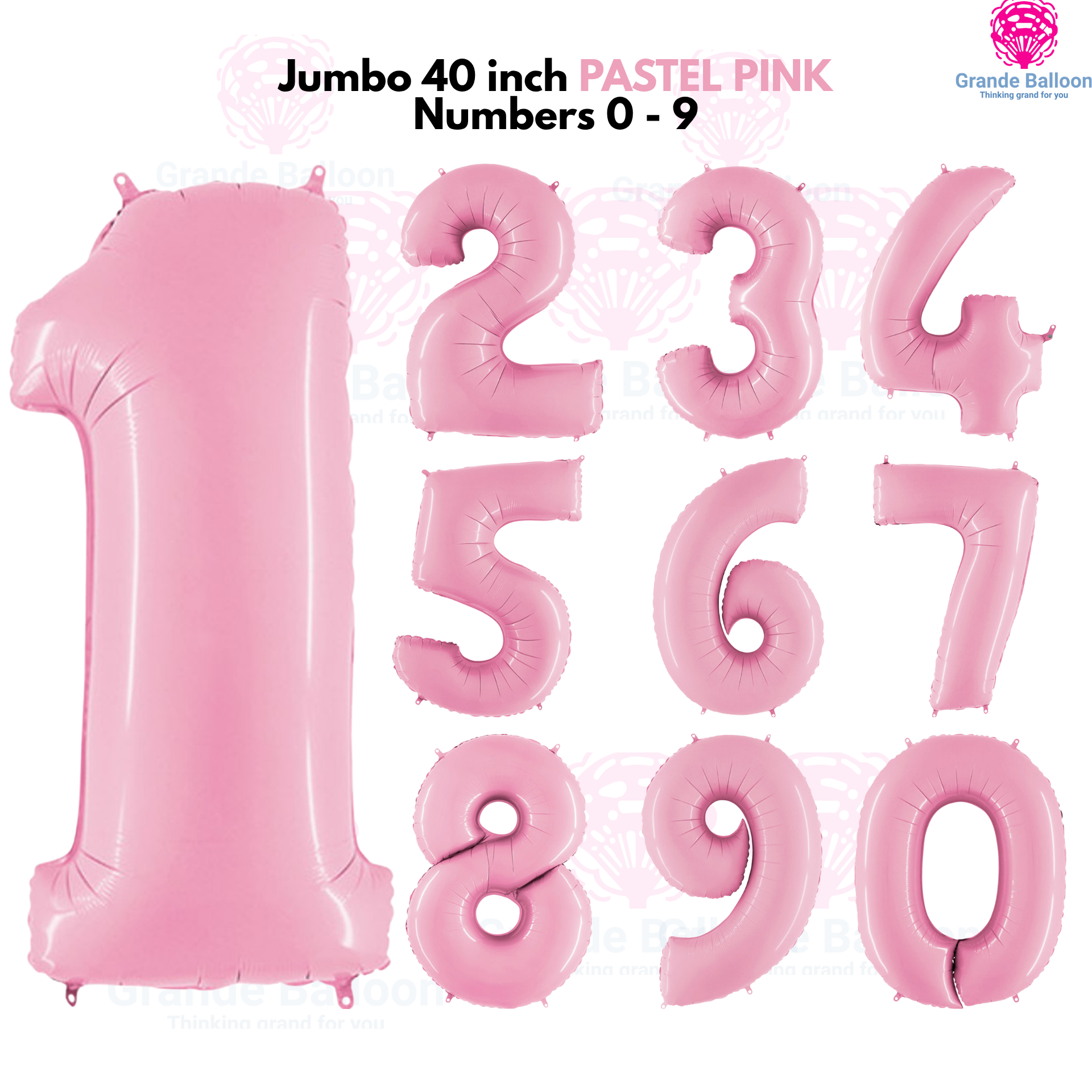 Pastel Pink Jumbo Number Balloons 40 inch 0 - 9