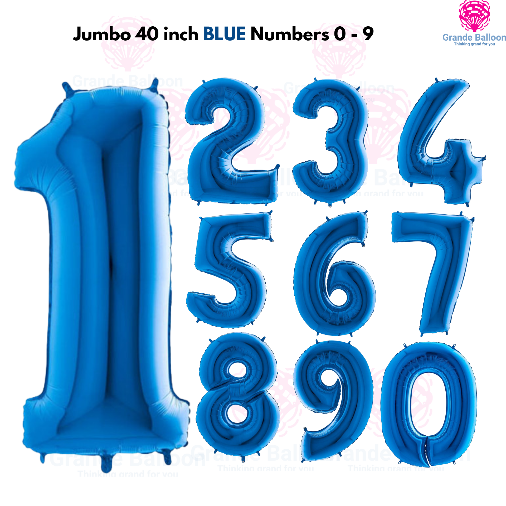 Jumbo 40 Inch Blue Numbers 0 - 9 Foil Balloon