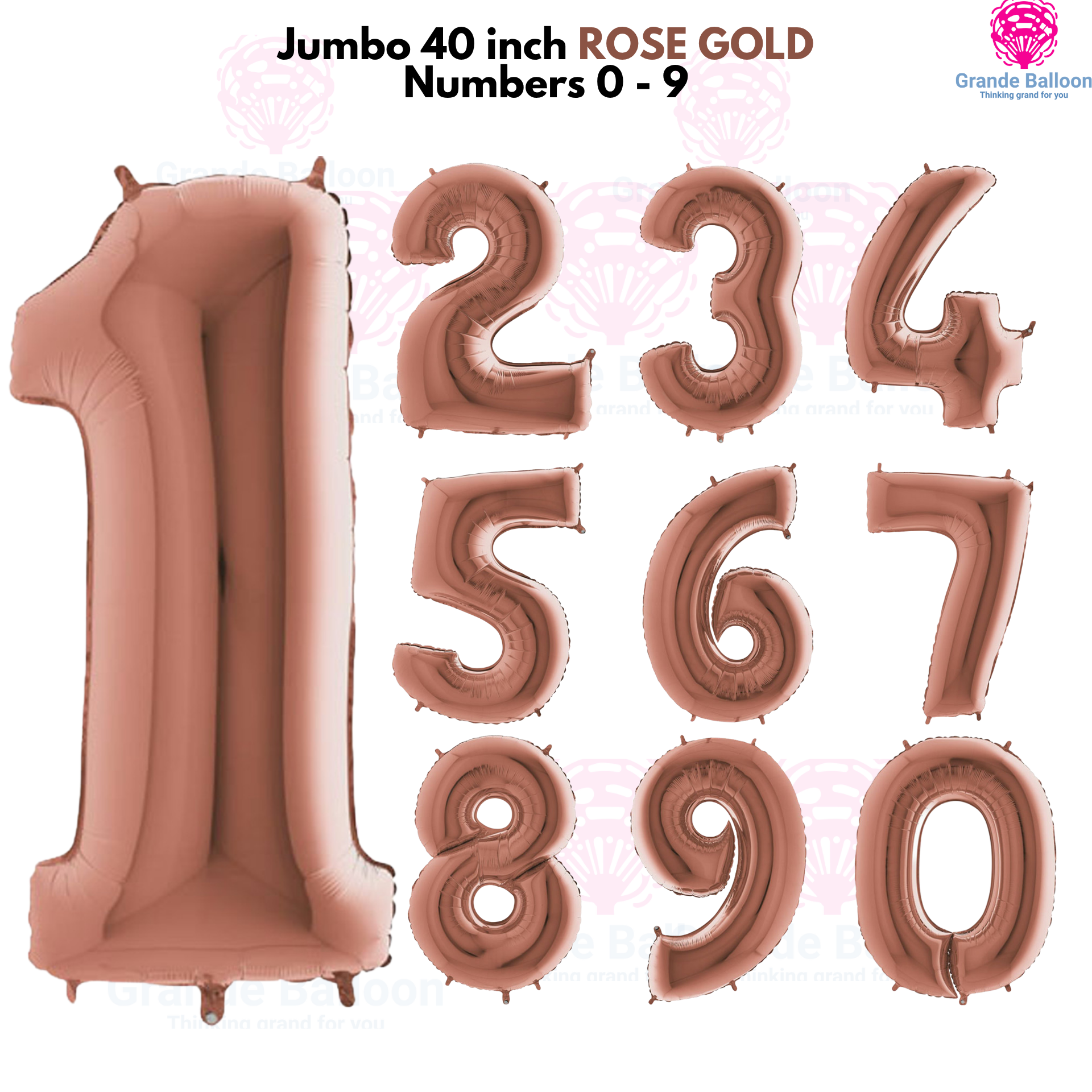 Jumbo 40 Inch Rose Gold Foil Number Balloon 0 - 9