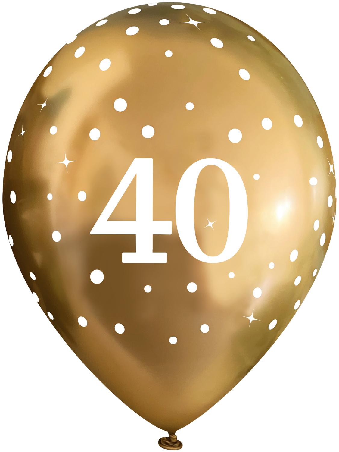 40th Birthday Sparkling Fizz Gold Latex Balloons (6 pack)