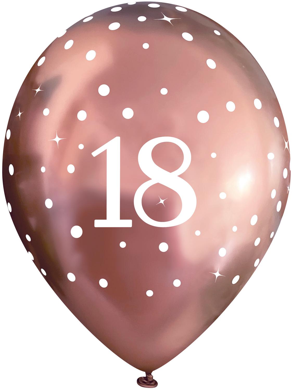 11inch Sparkling Fizz Rose Gold 18th Birthday Latex balloons - 6 pack