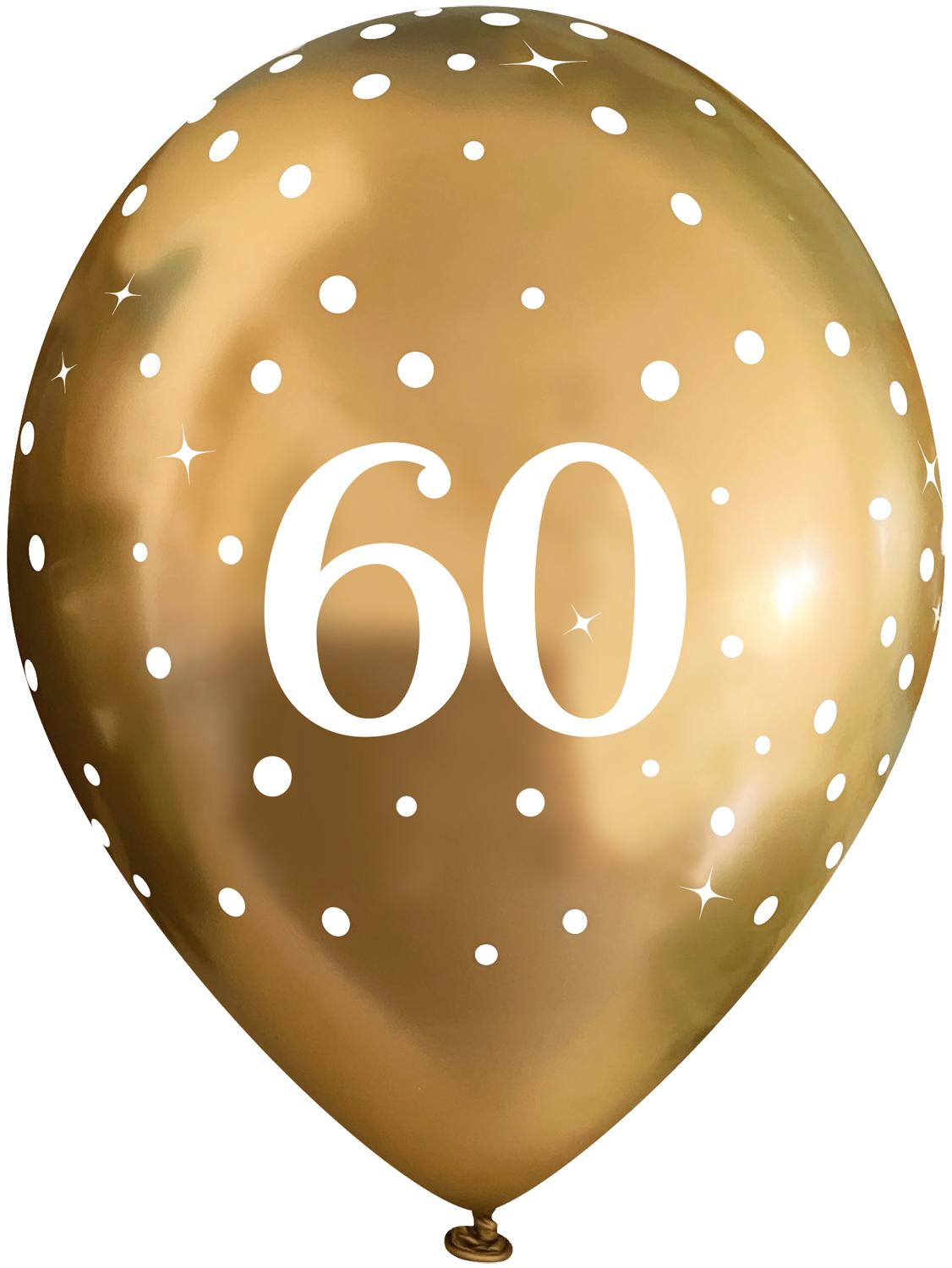 60th Birthday Sparkling Fizz Gold Latex Balloons