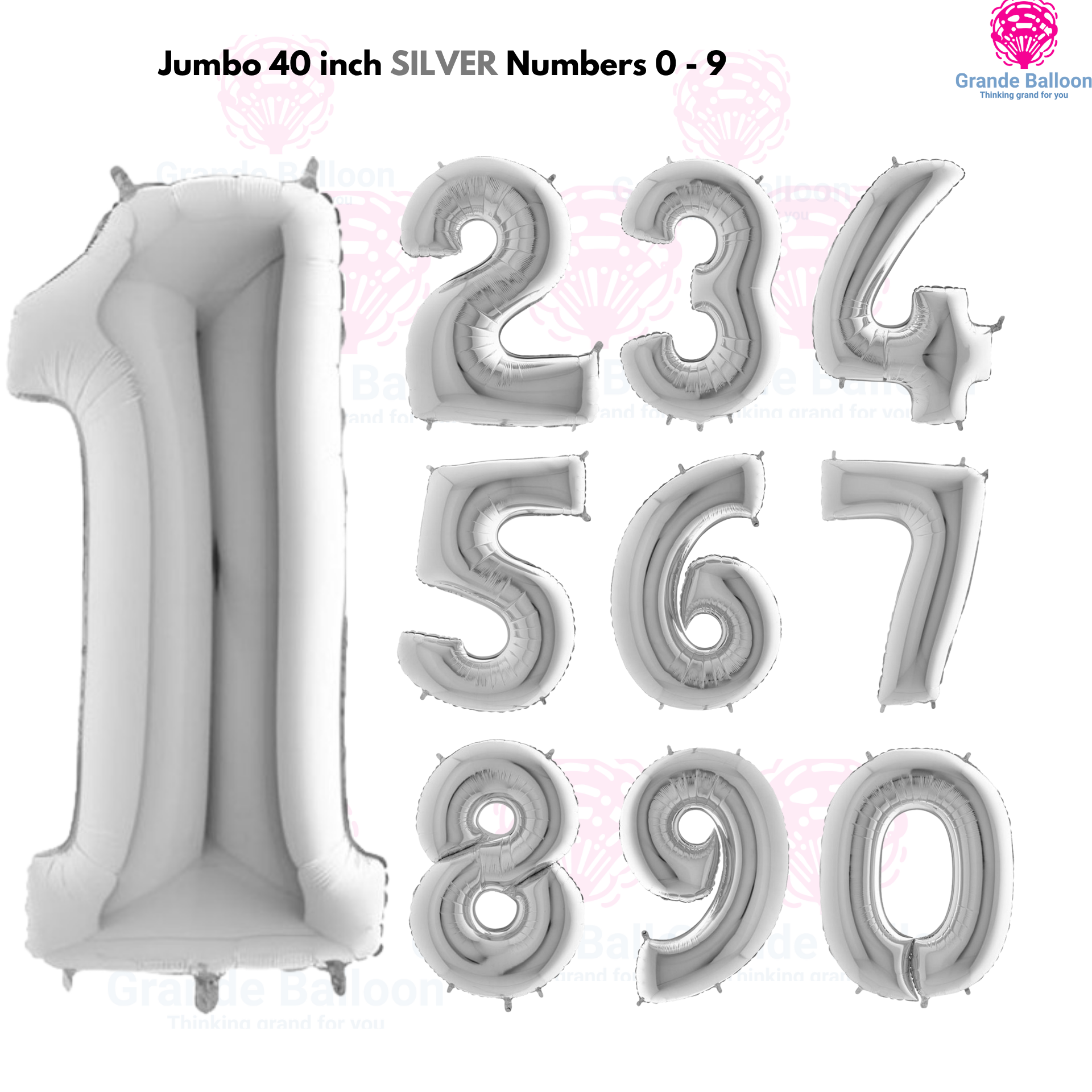 Jumbo 40 Inch Silver Foil Number Balloon 0 - 9