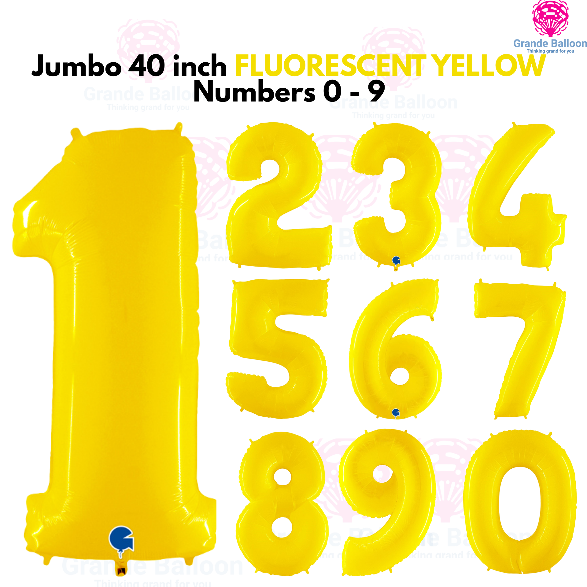 Jumbo 40 Inch Fluorescent Yellow Foil Number Balloon 0 - 9