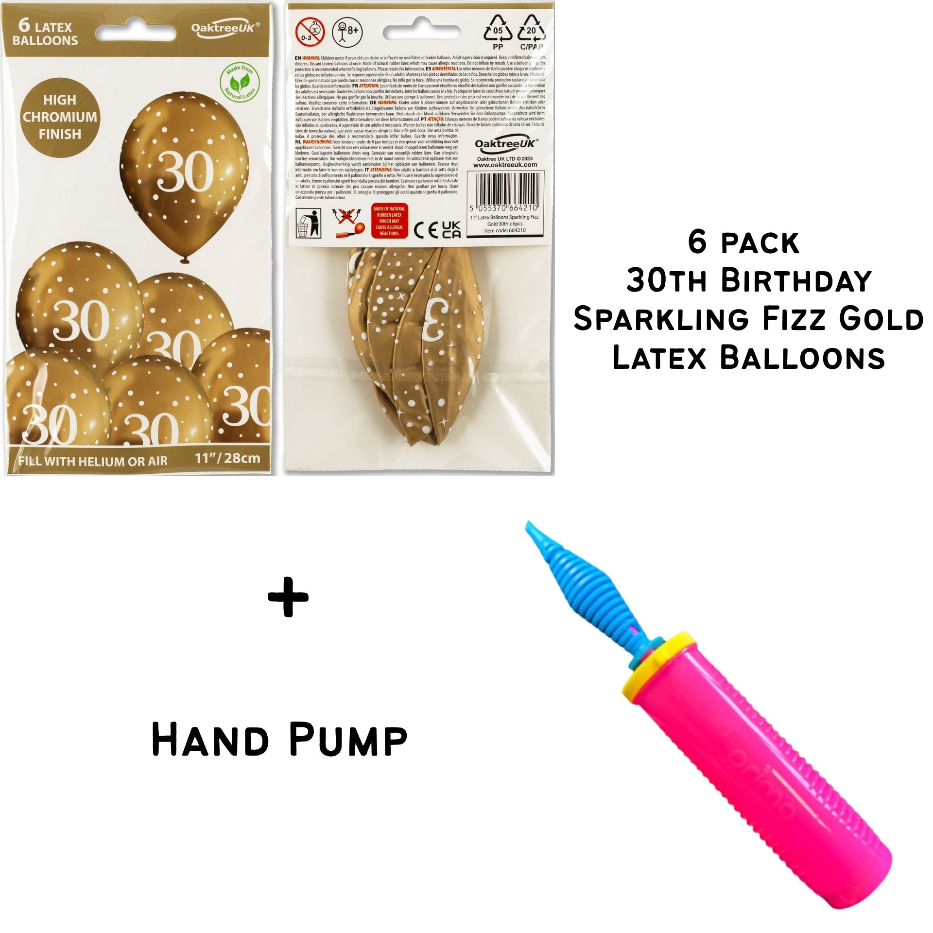 30th Birthday Sparkling Fizz Gold Latex Balloons