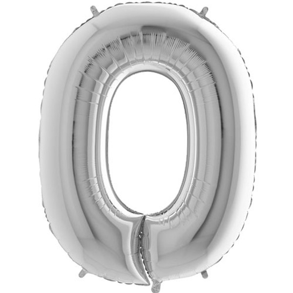 Jumbo 40 Inch Silver Foil Number Balloon 0 - 9