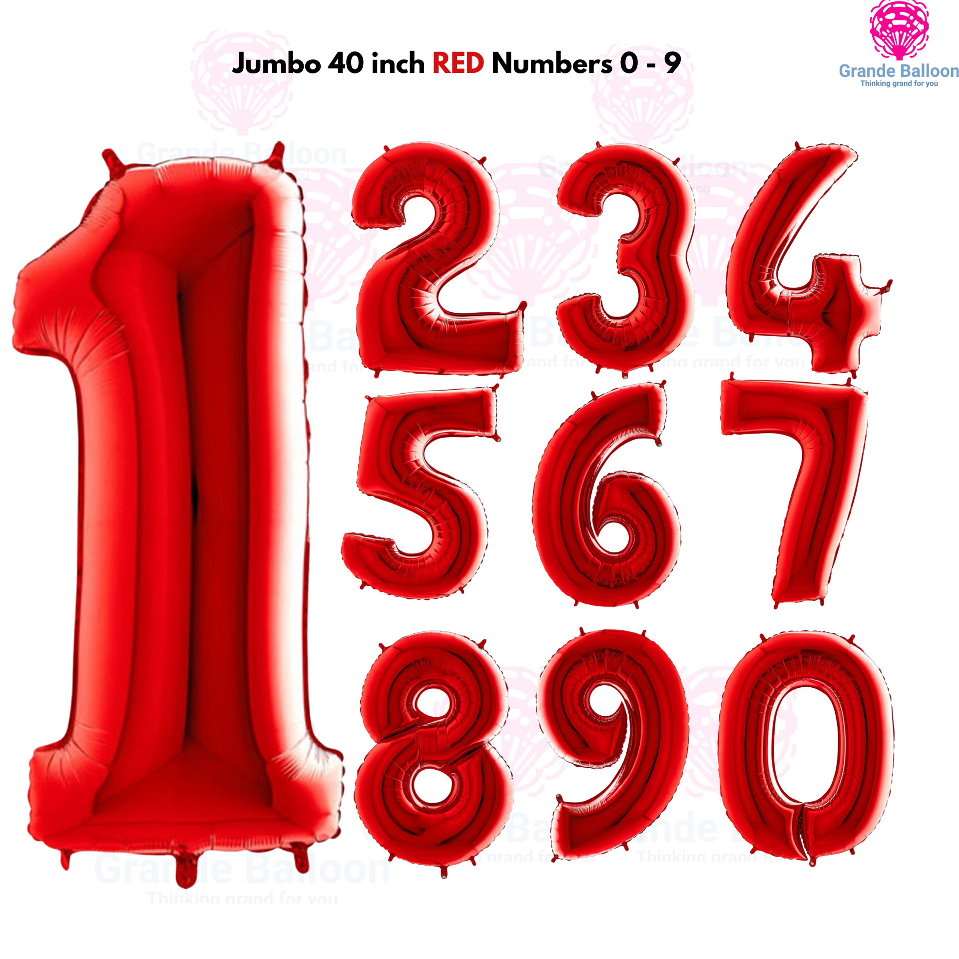Jumbo 40 Inch Red Foil Number Balloon 0 - 9