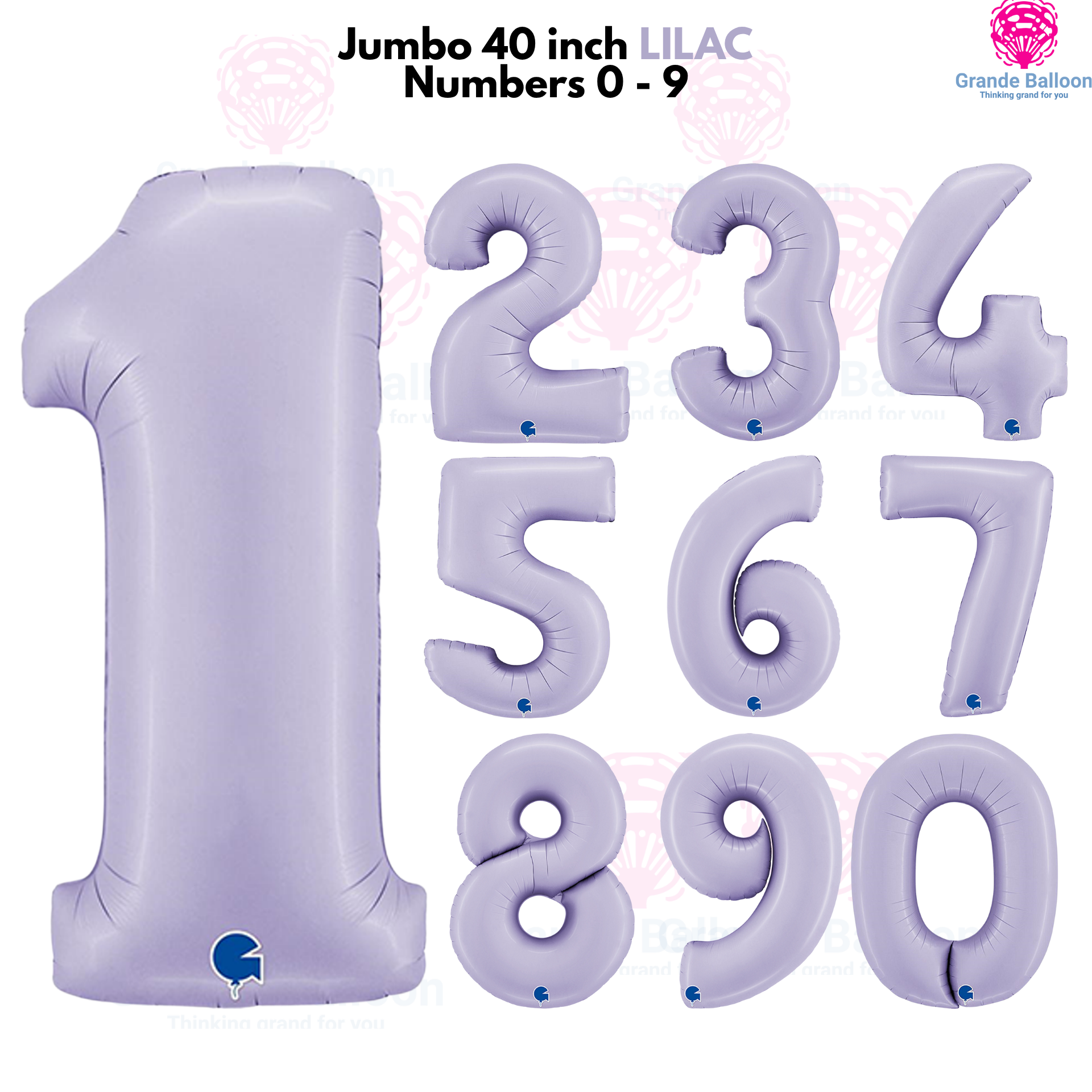 Jumbo 40 Inch Lilac Foil Number Balloon 0 - 9