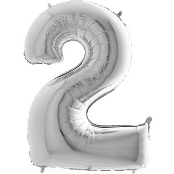 Jumbo 40 Inch Silver Foil Number Balloon 0 - 9