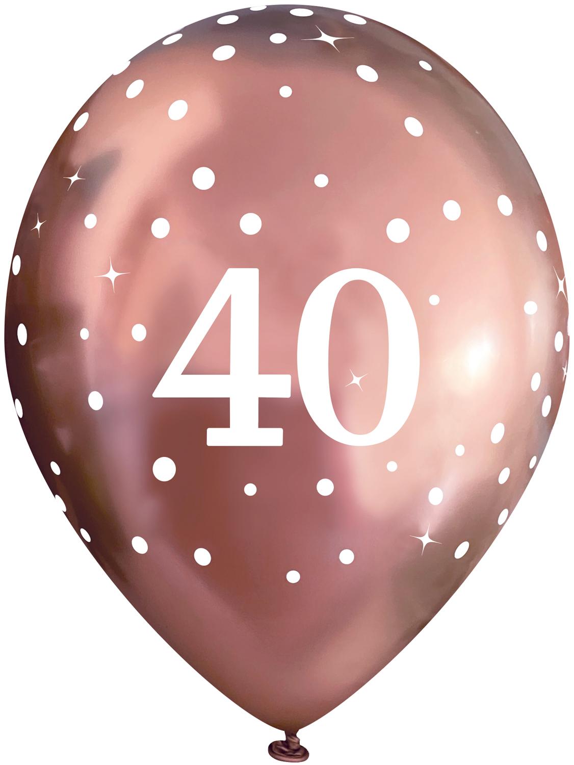 11inch Sparkling Fizz Rose Gold 40th Birthday Latex balloons - 6 pack