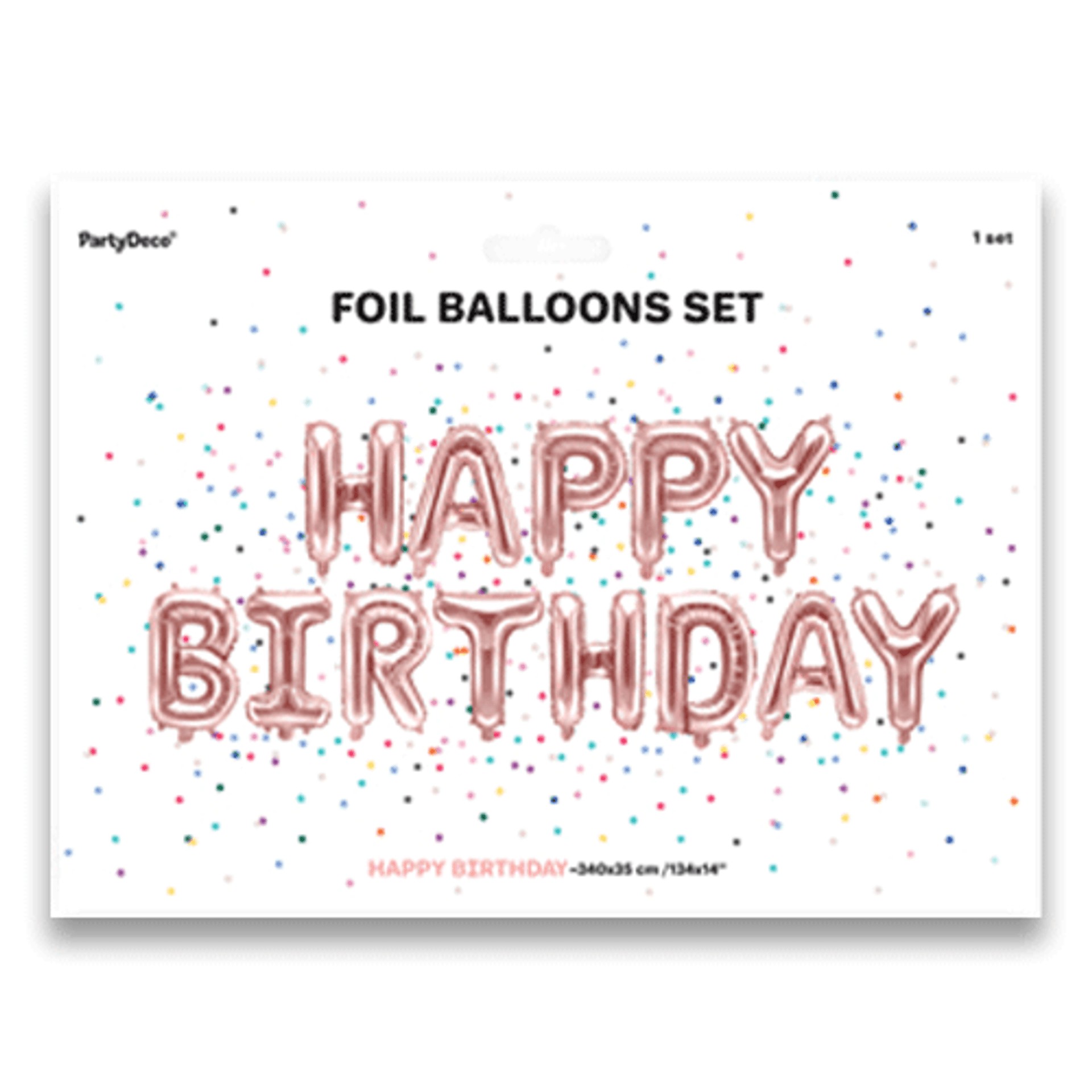 14 inch Happy Birthday Rose Gold Foil Letter Balloon Pack