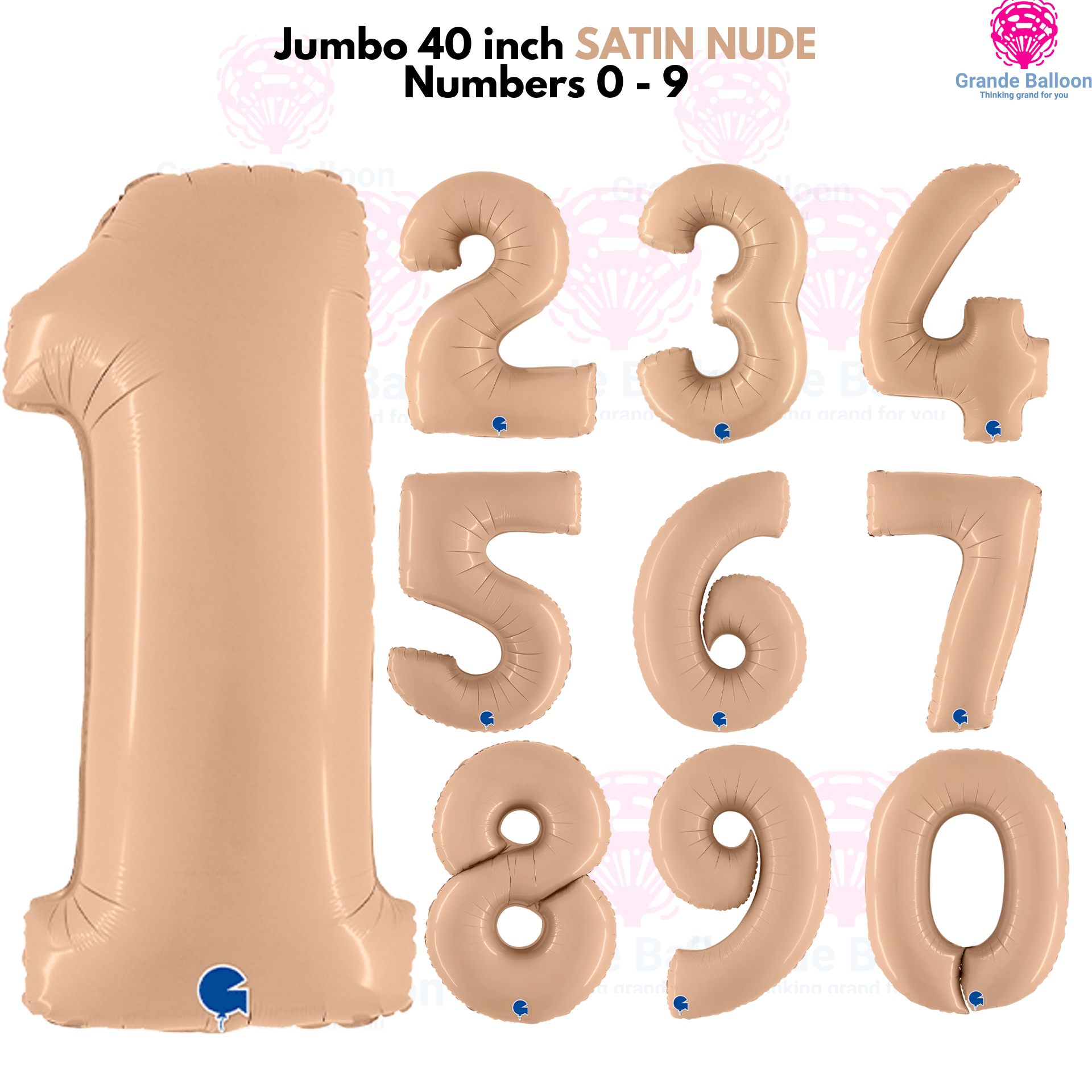 Jumbo 40 Inch Satin Nude Foil Number Balloon 0 - 9