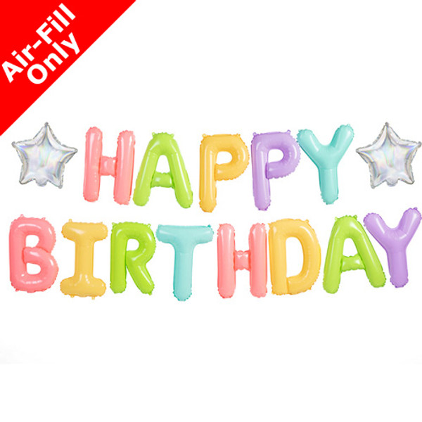 14 inch Happy Birthday Pastel Foil Letter Balloon Pack
