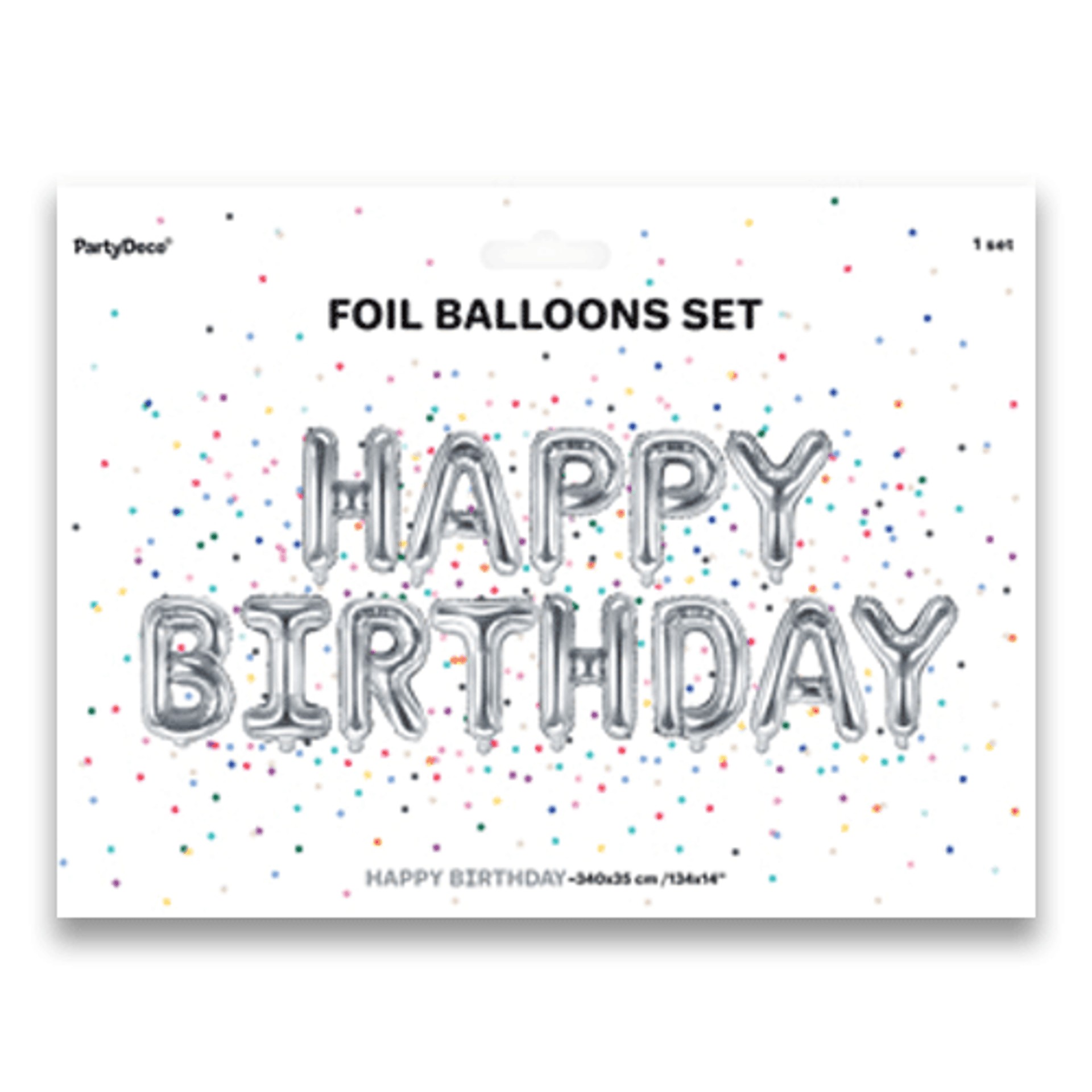 14 inch Happy Birthday Silver Foil Letter Balloon Pack