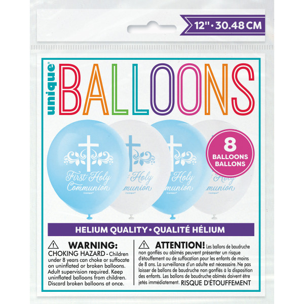 First Holy Communion Cross Balloons (8 pack)