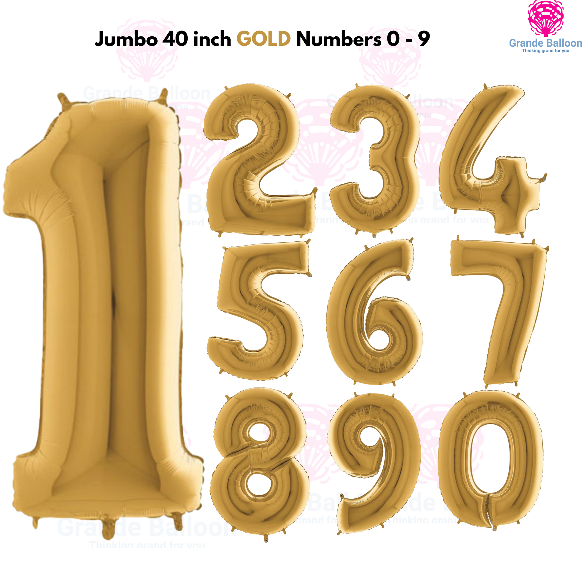 Jumbo 40 inch Gold Foil Number Balloon 0 - 9