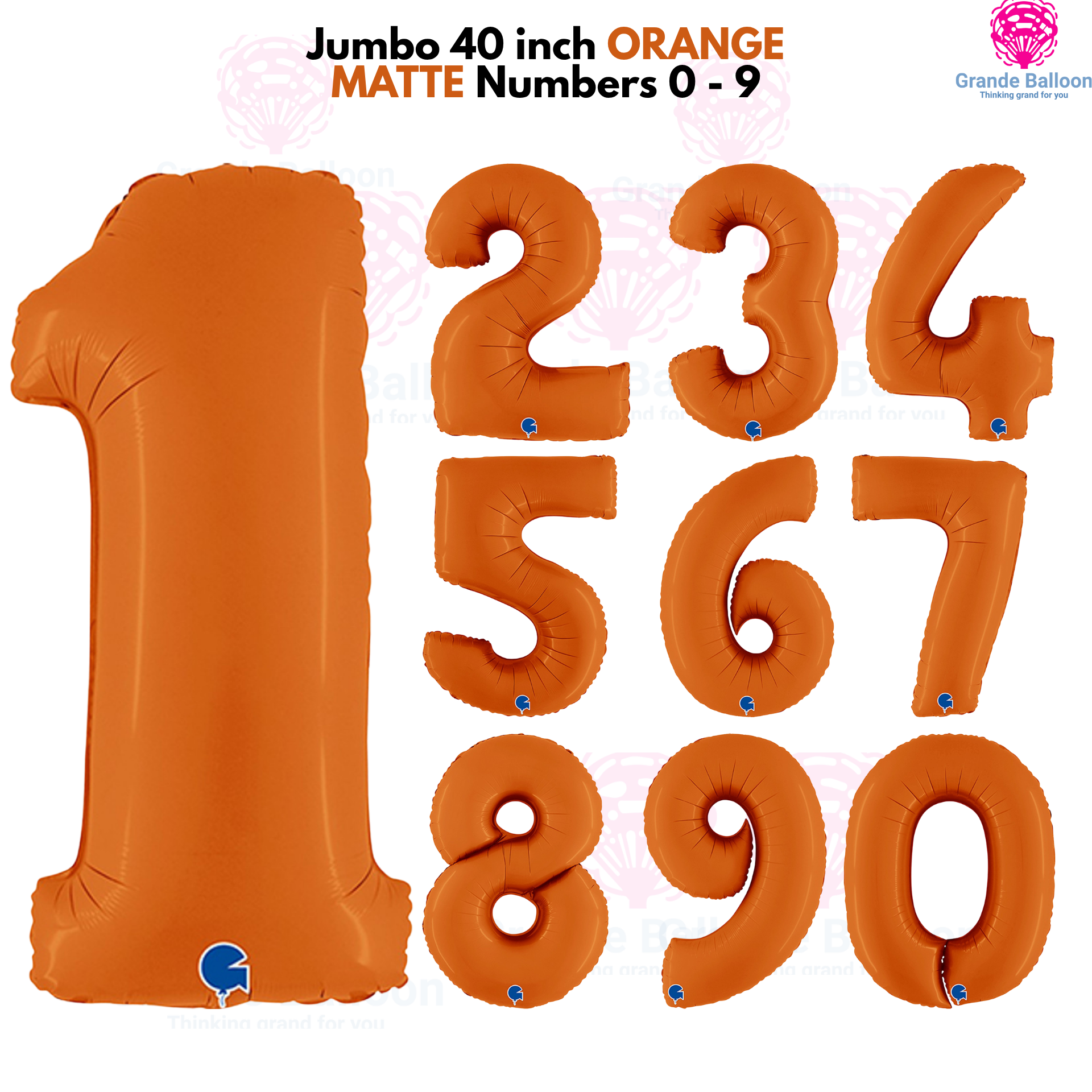Jumbo 40 inch Matte Orange Balloon Numbers 0 - 9