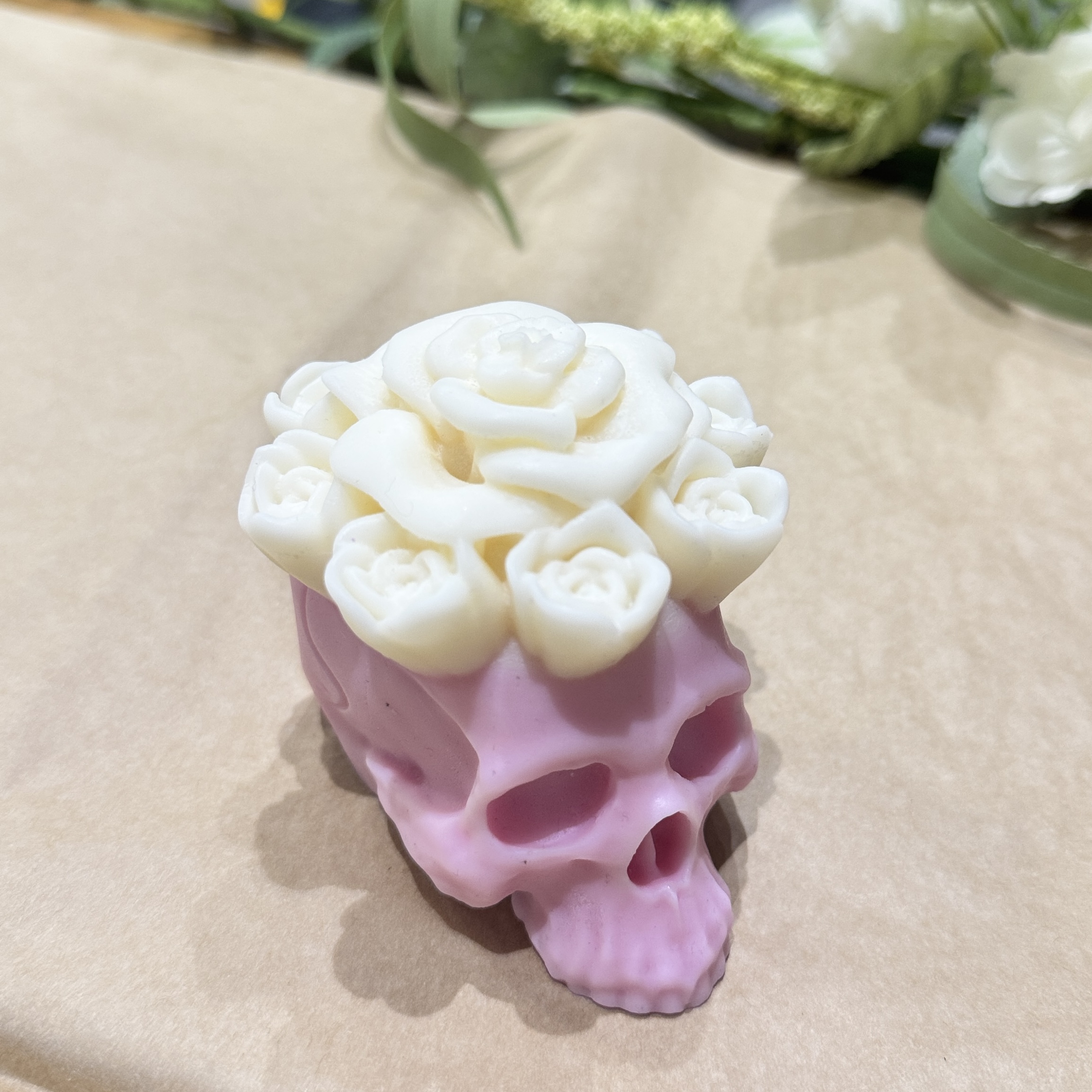 Skull and Roses Candle
