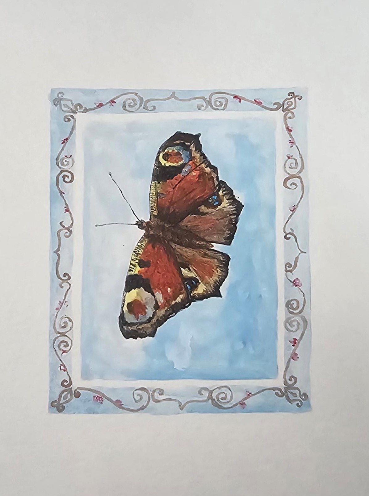Peacock Butterfly - Miniature Painting