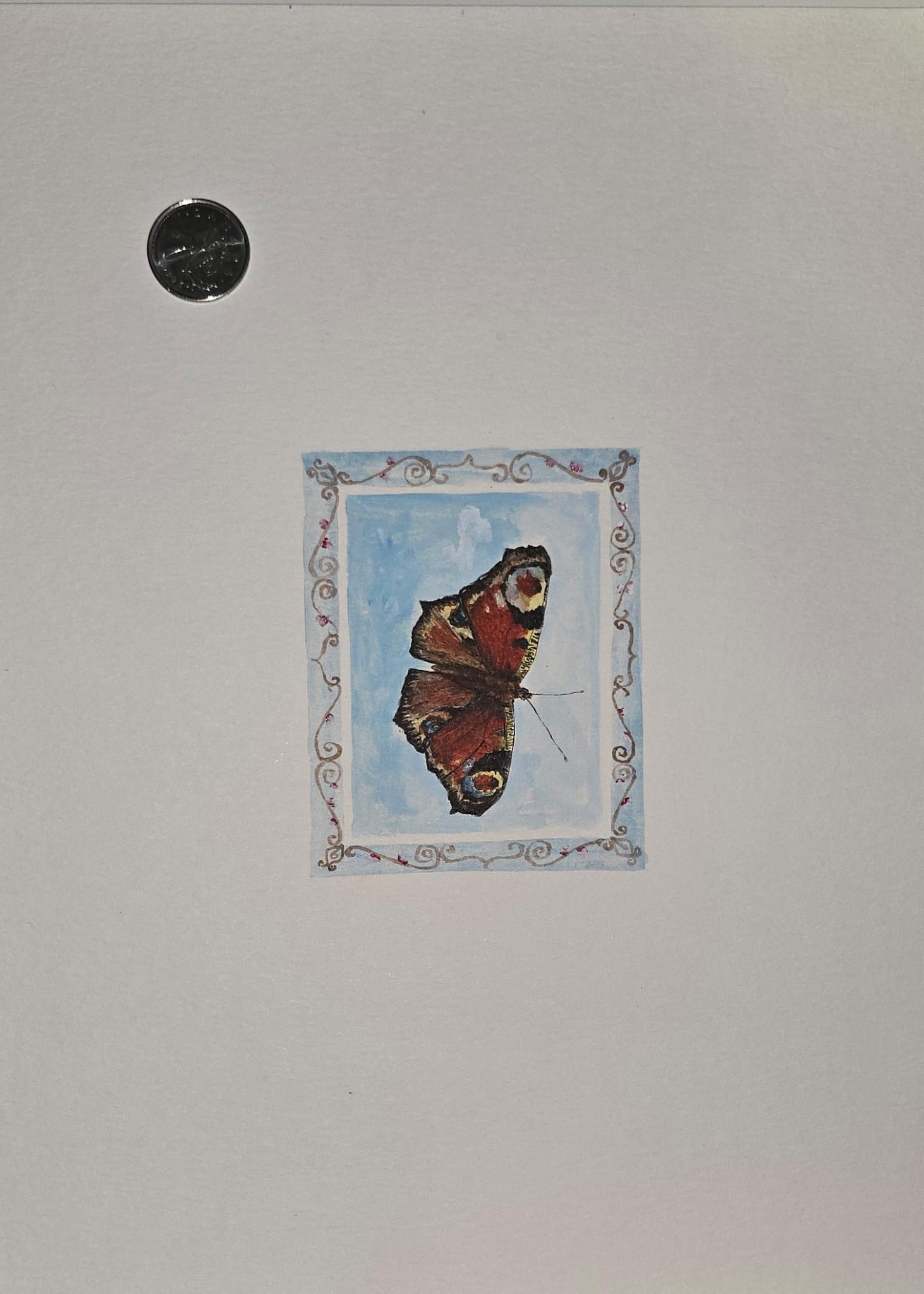 Peacock Butterfly - Miniature Painting