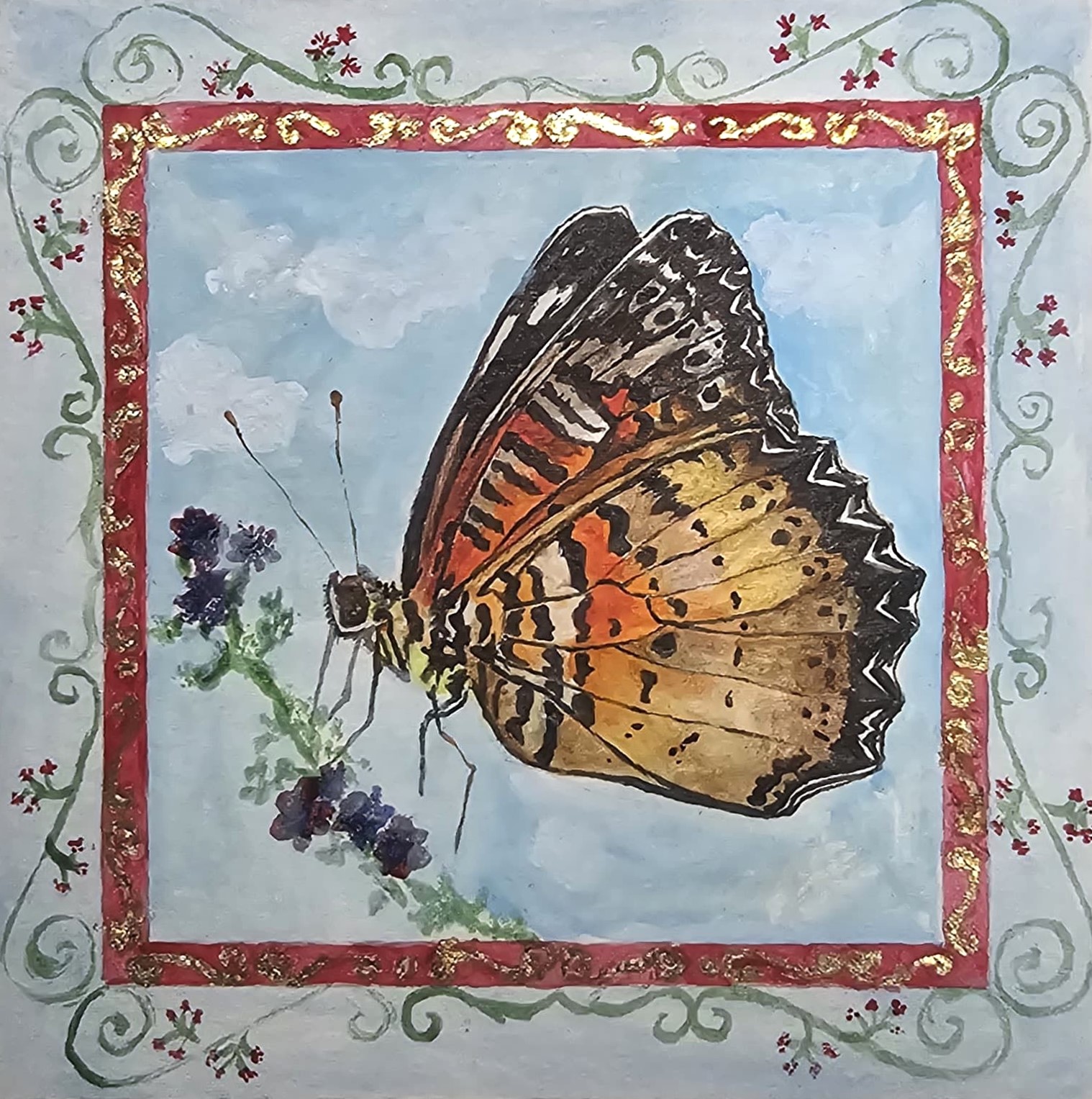 Red Lacewing - Miniature Painting