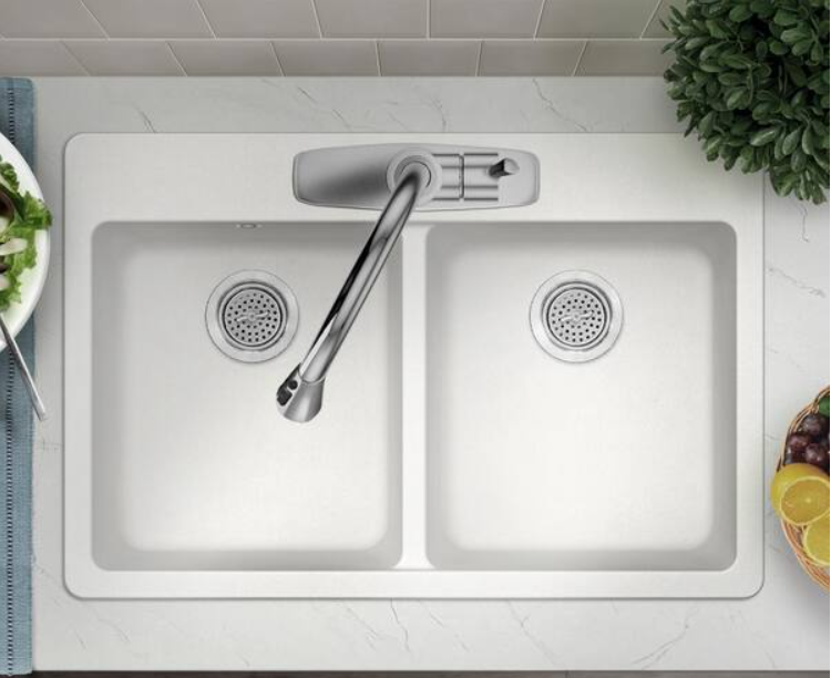 Sink Double Bowl  33”W 9”D Quarts