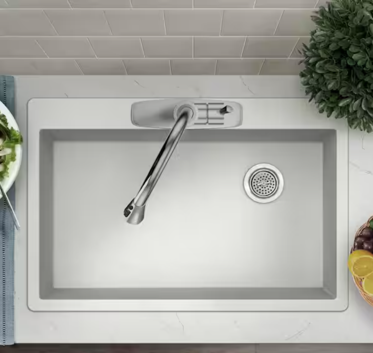 Sink Single Bowl  33”W 9”D white quarts