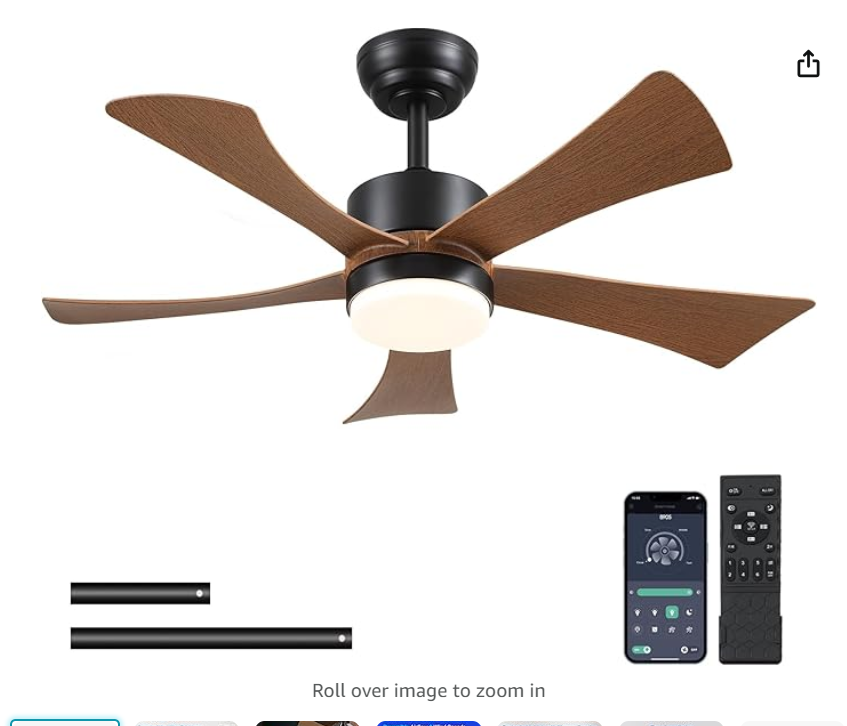 44" Brown Ceiling Fan 