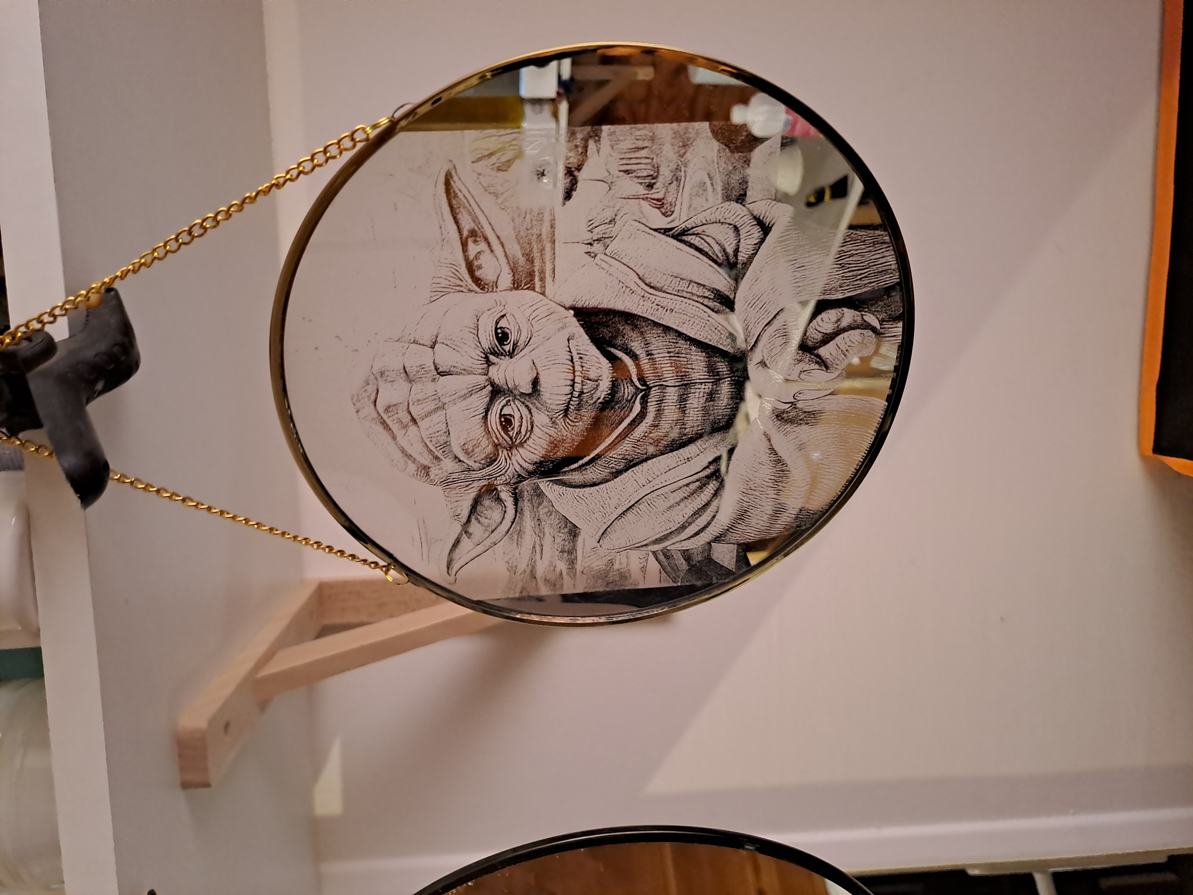 Gravure sur miroir diamètre 20cm