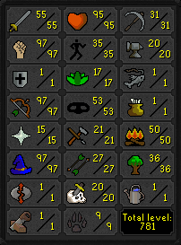OSRS 55 Att Gmaul Pure w/ 97 Strength/Range/Mage + Desert treasure & avas ez1125