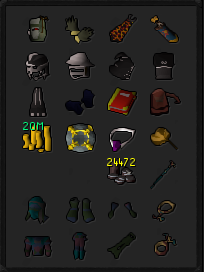 MM2, DS2, RFD (Barrows gloves) + Full void & 3 helmets & 77 Prayer + Piety Strong MAX MAIN Staker w/ 99 Range & 99 Magic + Infernal Cape & Dizana's quiver (205 QP) ez3082