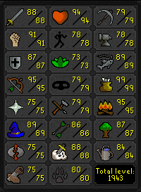 Med Level Main | MM2, DS2, RFD,SOTE | Elite Void | Full Graceful | Piety Unlocked | w/ Firecape | Tempoross Pet | (287 QP) ez3102