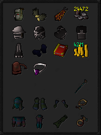 MM2, DS2, RFD (Barrows gloves) + Full void & 3 helmets 75 Attack/Defence w/ 99 Strength/Range/Magic + Infernal Cape (205 QP) ez3149