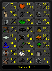 RFD (Barrows gloves) + Full Void 3 helm 75 Attack 99 Strength OSRS Strong Main w/ 75 Defence & 94 Range / Magic + Firecape + Thieving Pet (176 QP) ez2978 [JAGEX LAUNCHER]