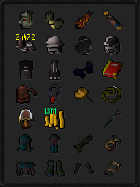MM2, DS2, RFD (Barrows gloves) + Full void & 3 helmets 75 Attack/Defence w/ 99 Strength 96 Range 94 Magic + Infernal Cape & Dizana's quiver + Smol heredit Pet (207 QP) ez3341